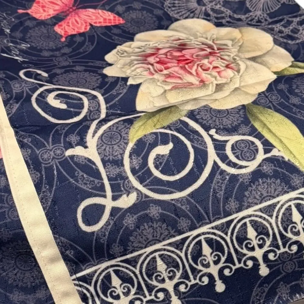 Sandy Clough Home Table Runner Lined Spring Decor Peonies Made in USA 72